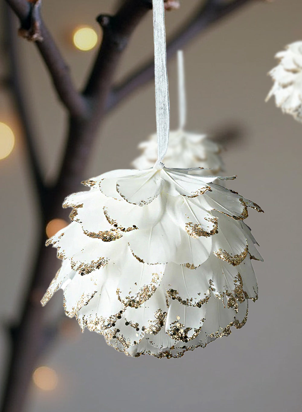 White Feather Ornament, Available 2 Sizes