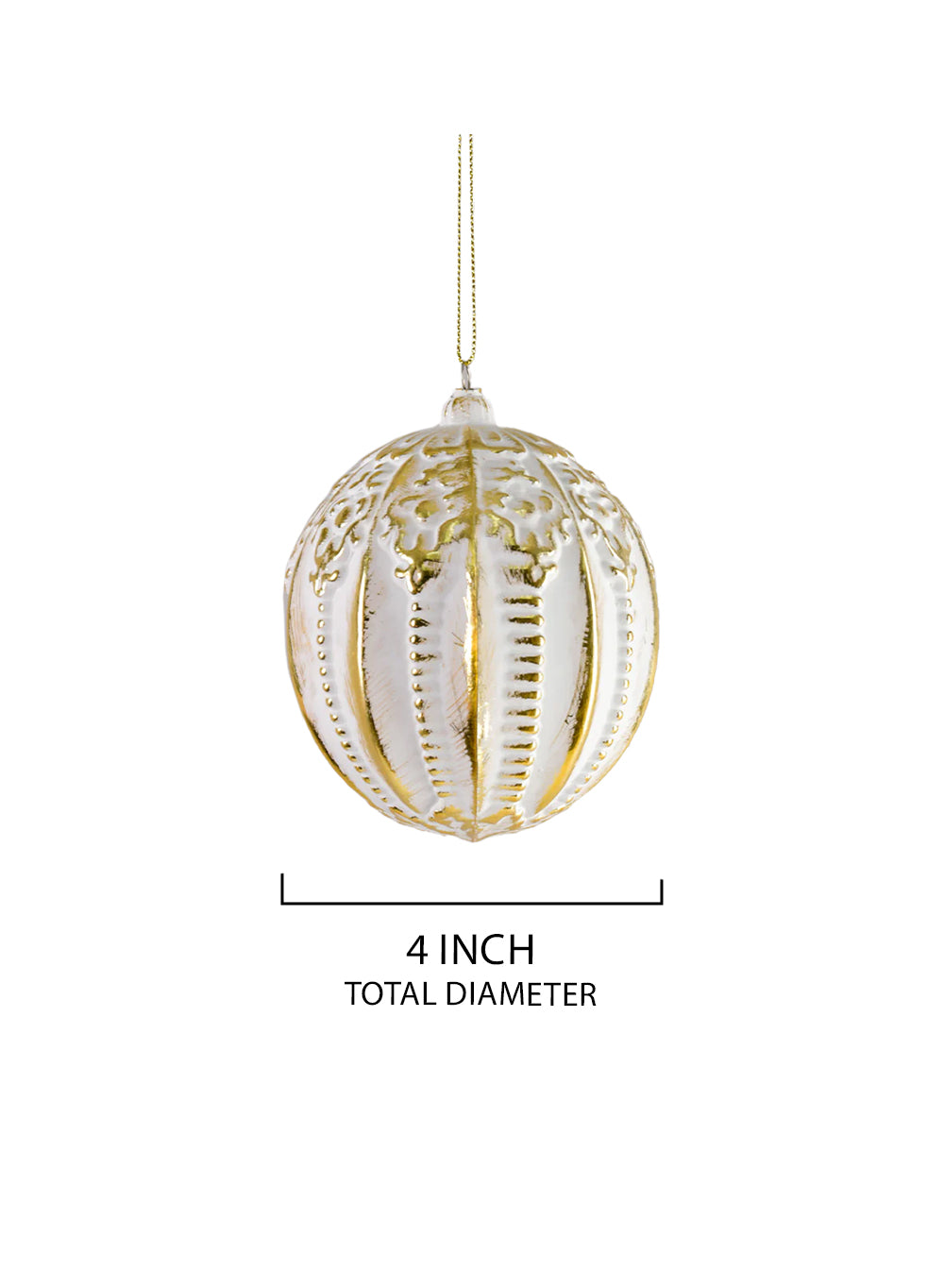 Vintage Gold Embossed Plastic Christmas Ornament, 4" Diameter, Pack of 12