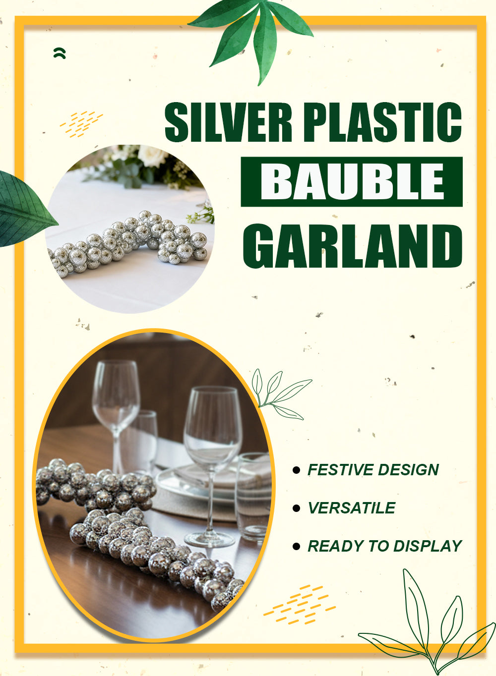 Plastic Bauble Garland, Available 3 Sizes