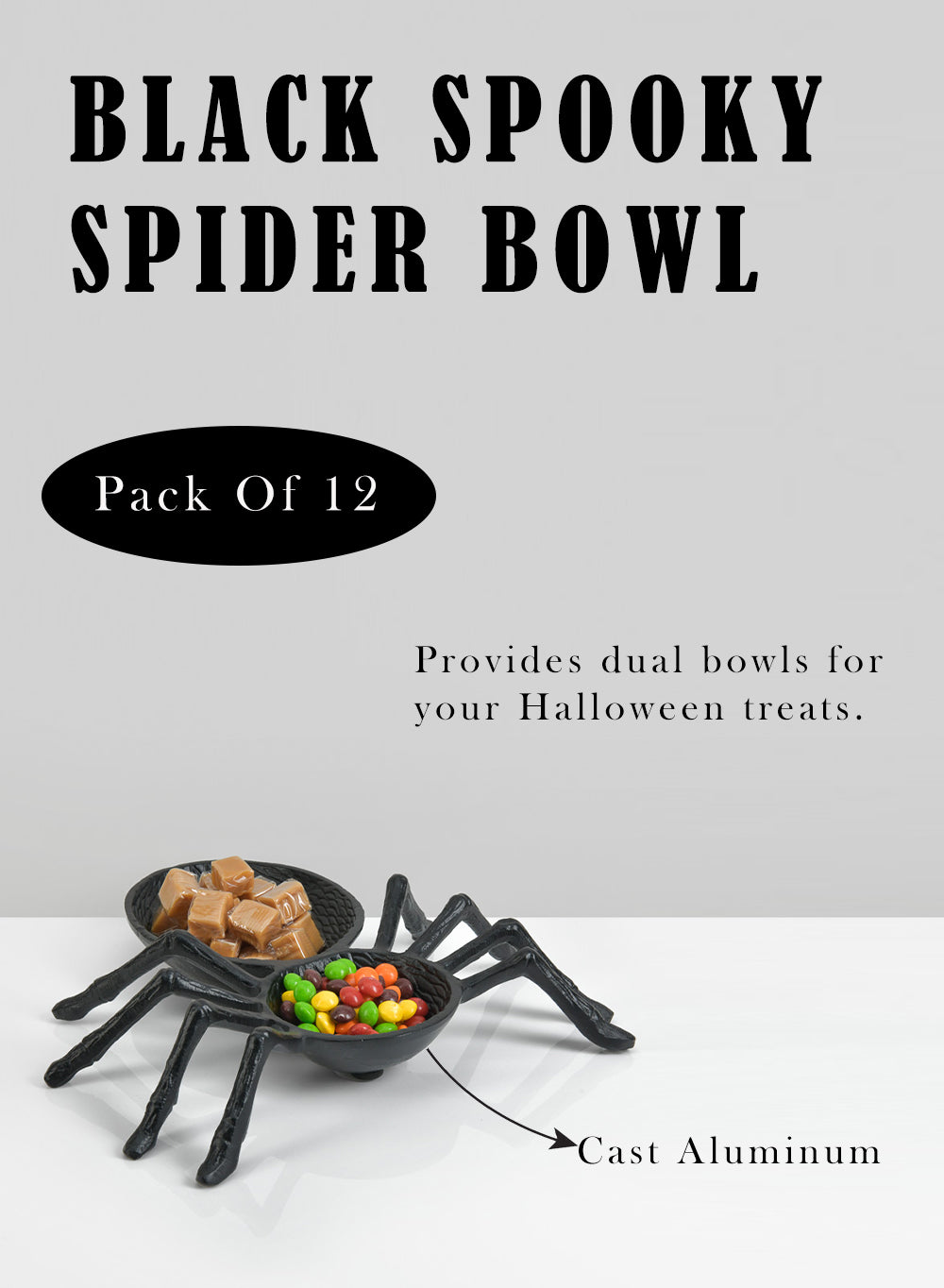 Black Spooky Spider Bowl, 10" Long, 11.5" Wide & 2.5" Tall