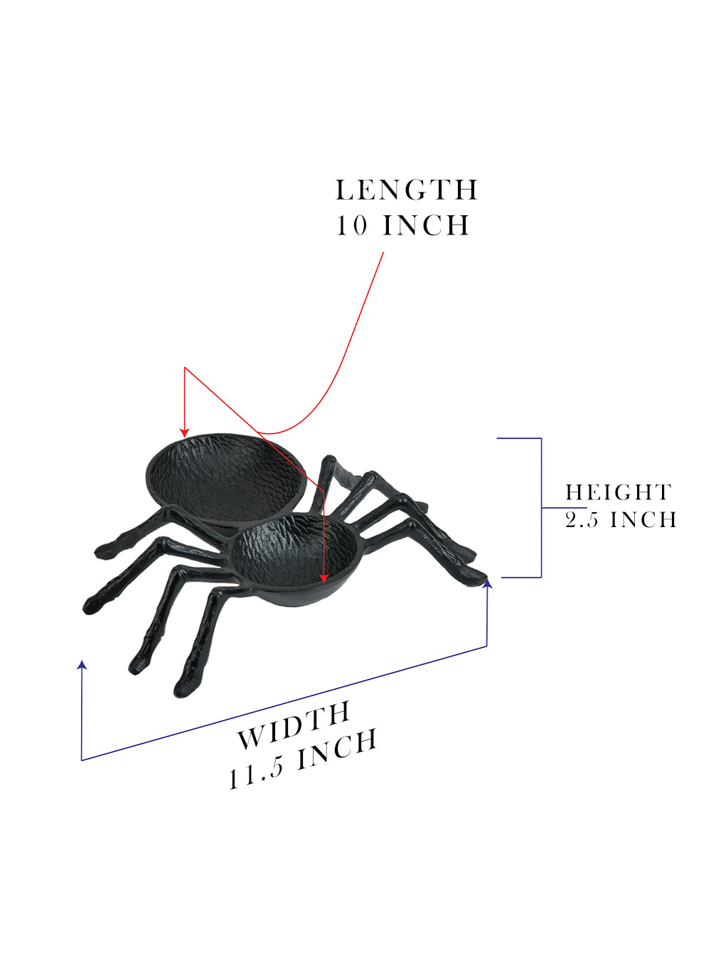 Black Spooky Spider Bowl, 10" Long, 11.5" Wide & 2.5" Tall
