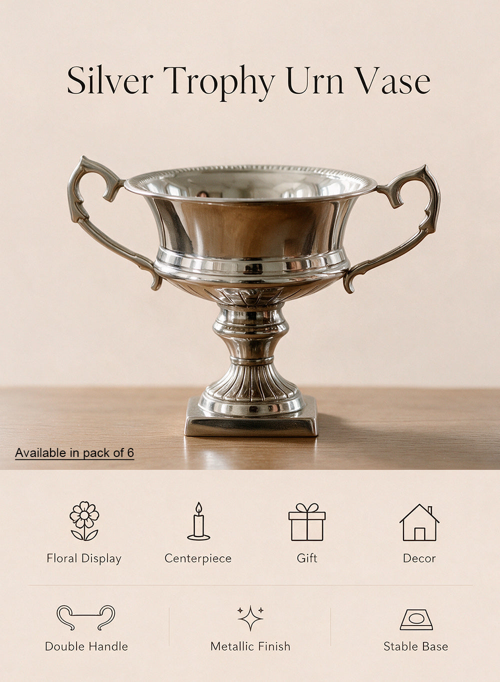 Silver Trophy Urn Vase with Handles Collection