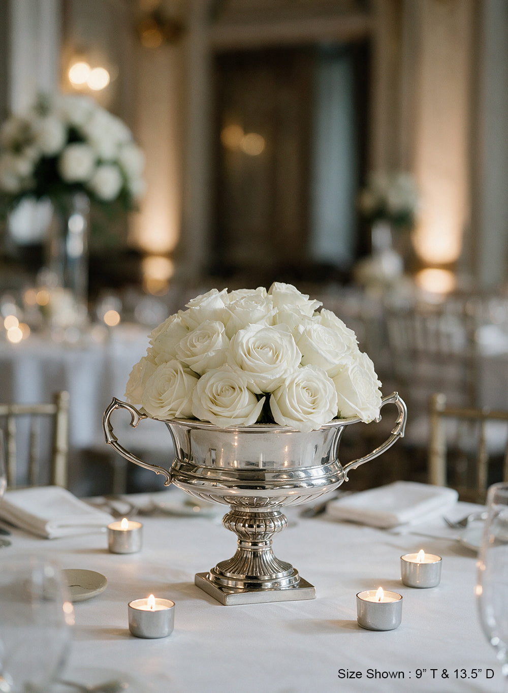 Silver Trophy Urn Vase with Handles Collection