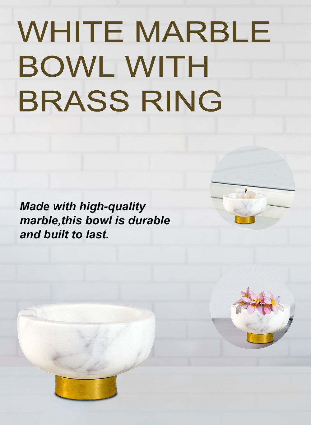 White Marble Collection, Bowl, Vase, Tray and Candle Holder