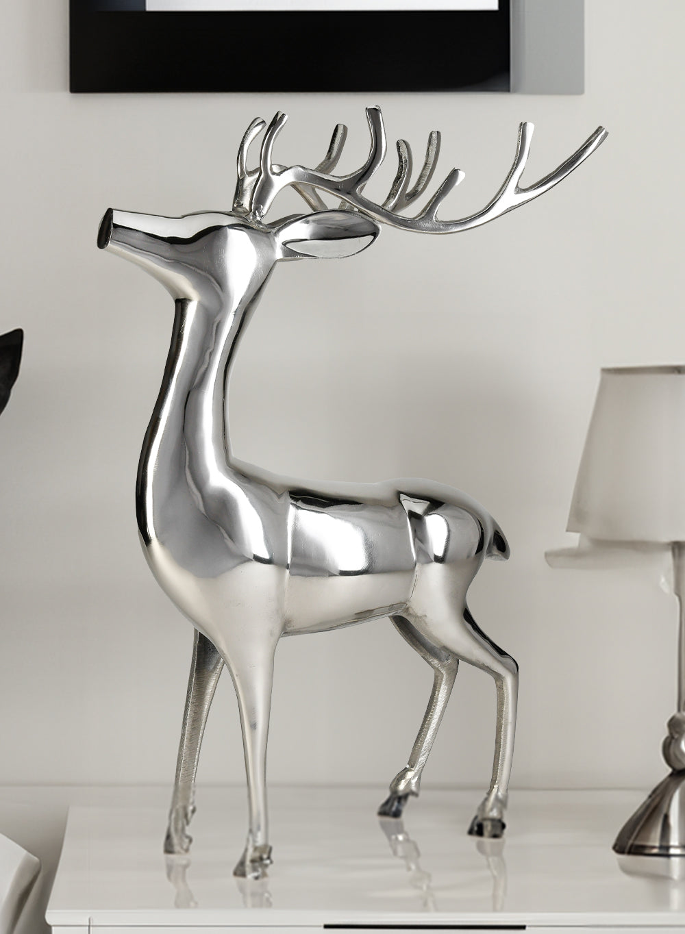 Reindeer Statue, Christmas Deer, Reindeer Ornaments for Home Decor Accents, in 2 Colors