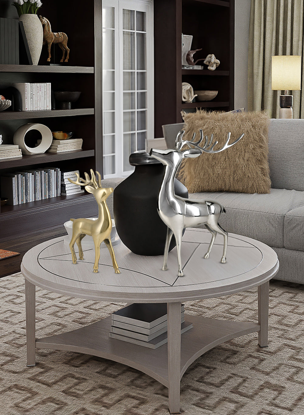 Reindeer Statue, Christmas Deer, Reindeer Ornaments for Home Decor Accents, in 2 Colors