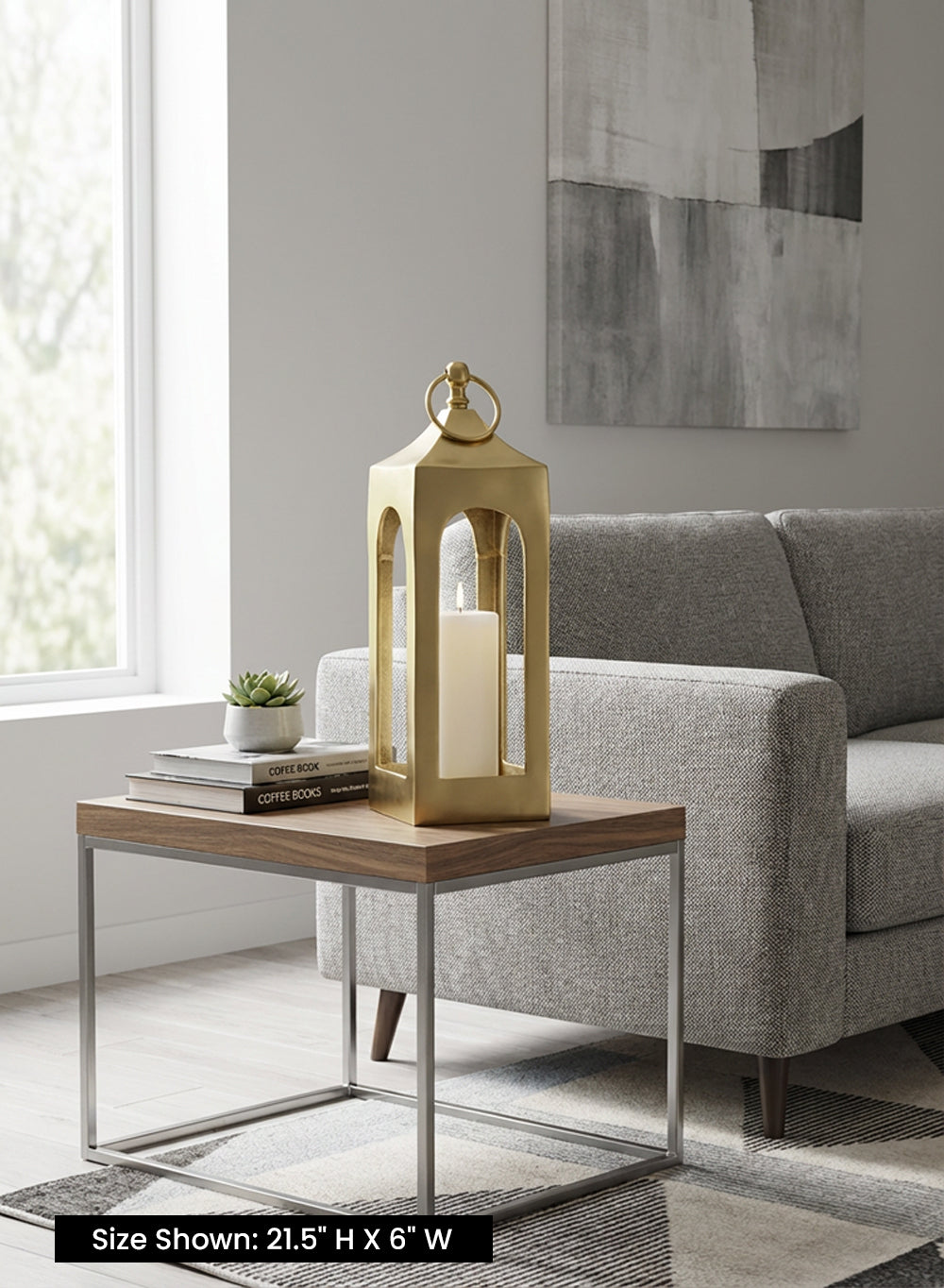 Aria Arch Metal Lantern, 6" Square & 21.5" Tall