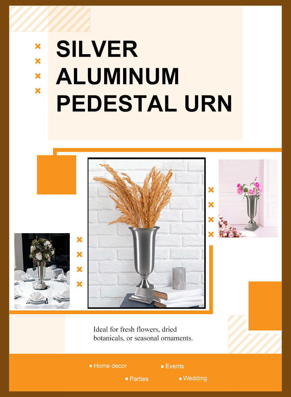 Gold Pedestal Urn Vase and Bowl Collection