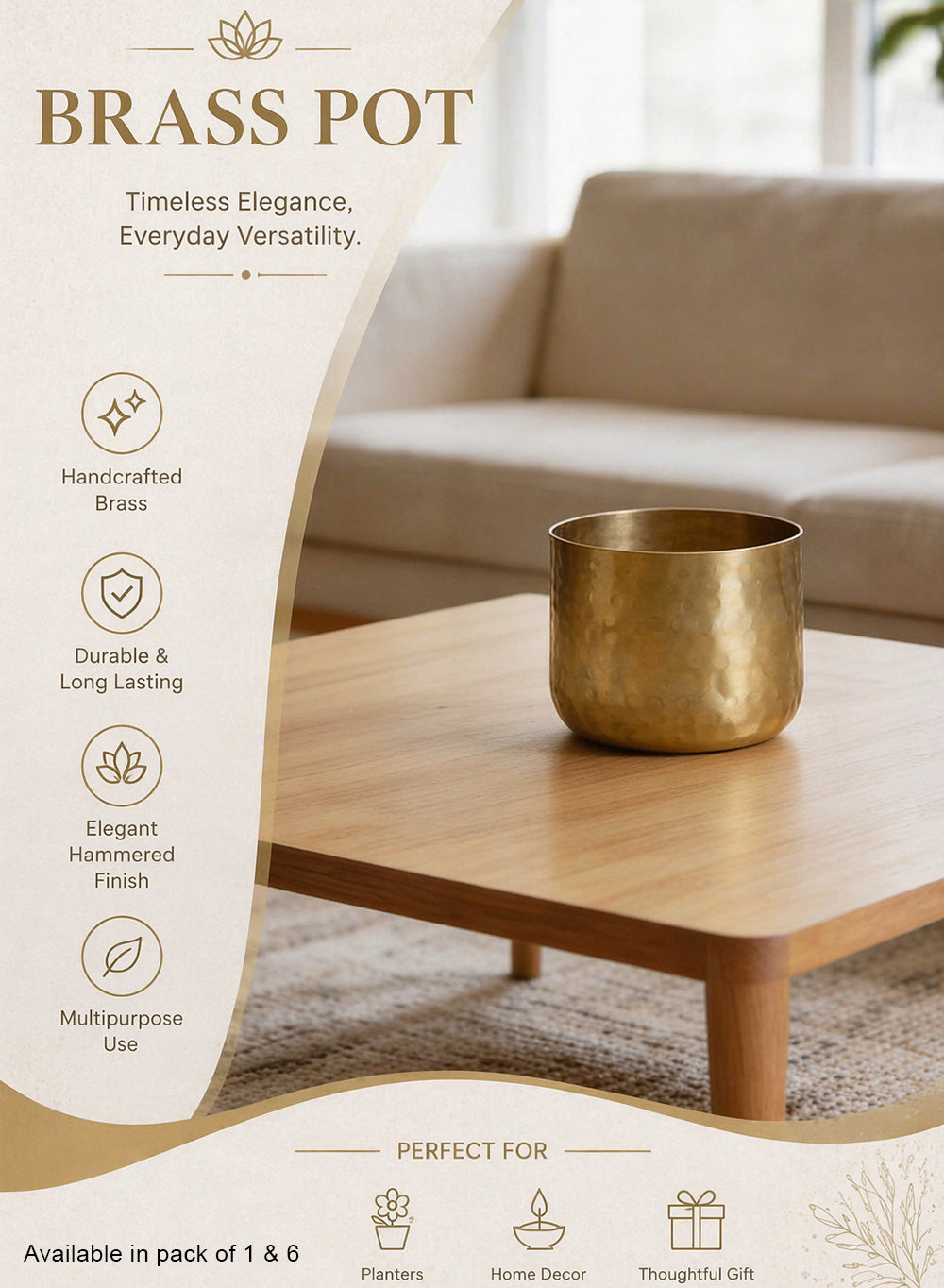 Antique Gold Hammered Pots Collection