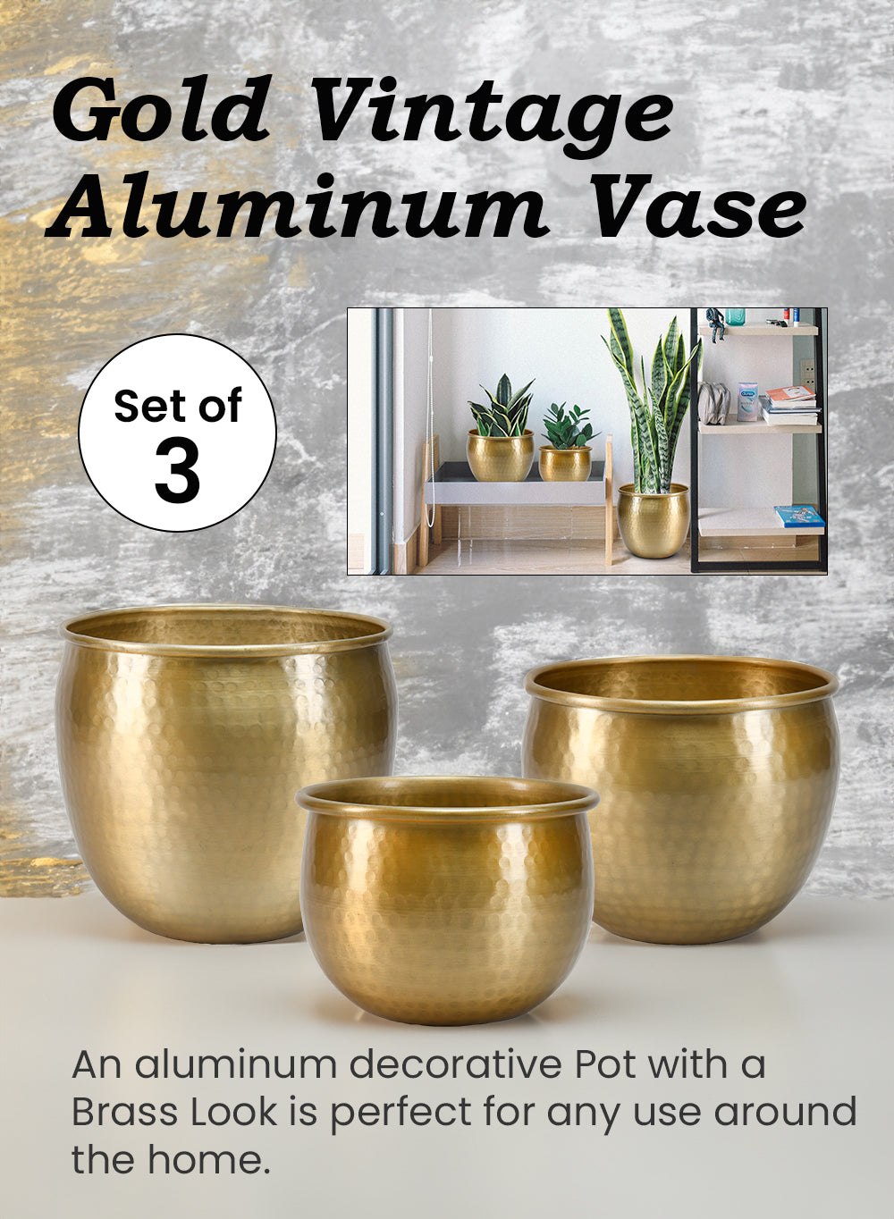 Gold Vintage Aluminum Cachepot Collection