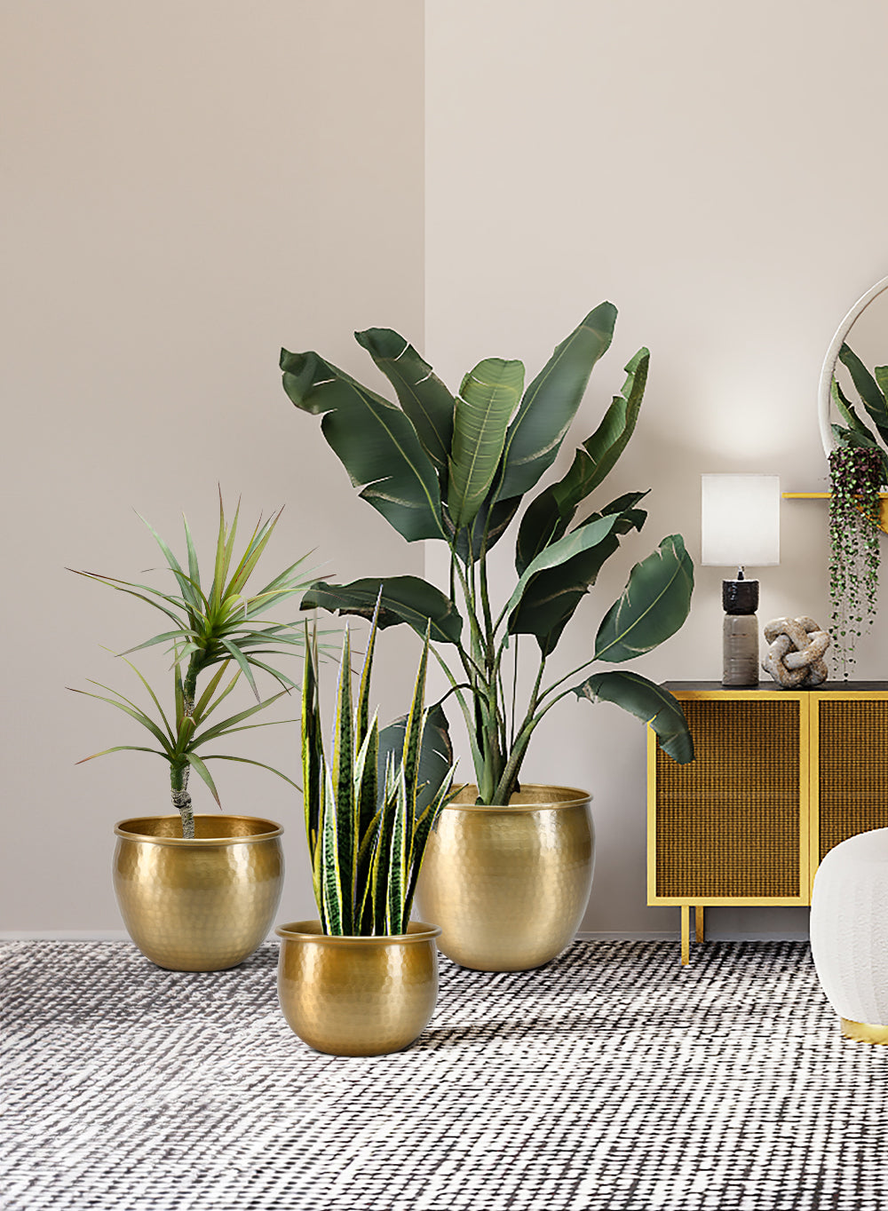 Gold Vintage Aluminum Cachepot Collection