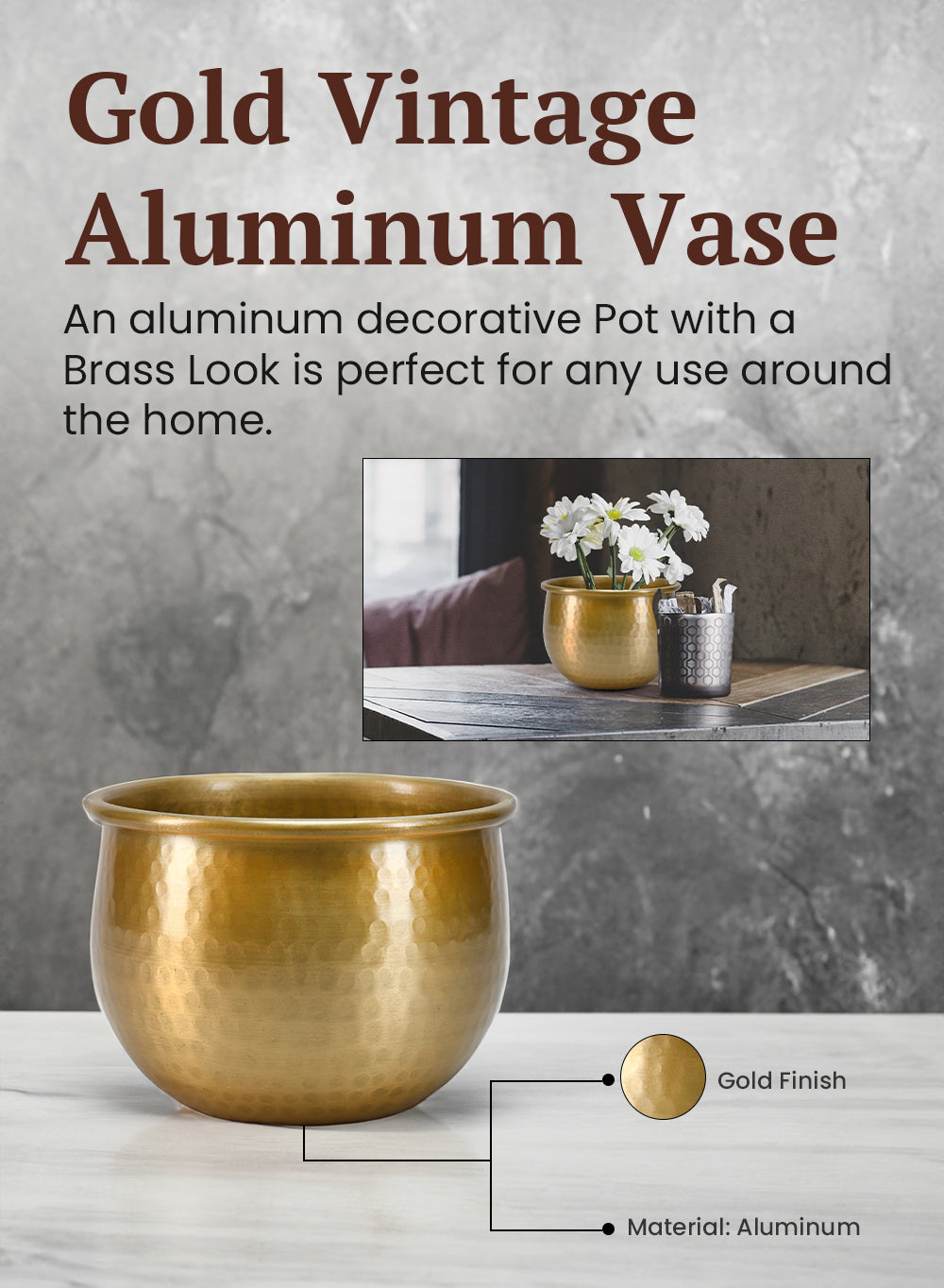 Gold Vintage Aluminum Cachepot Collection