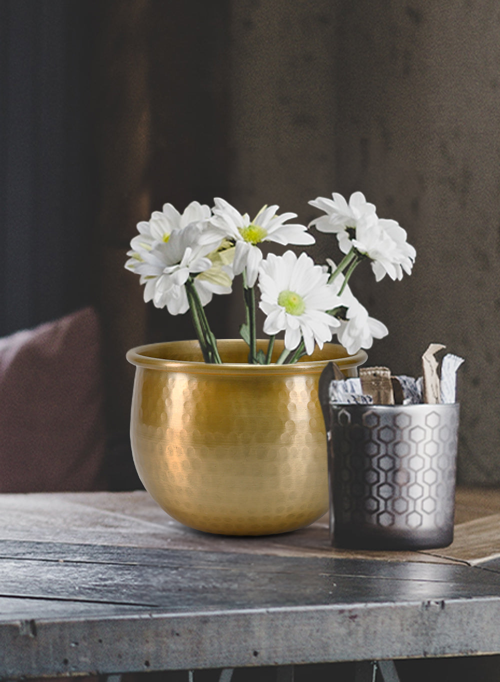 Gold Vintage Aluminum Vase - Perfect Decorative Accent for Plants, Available in 3 Sizes and KIT