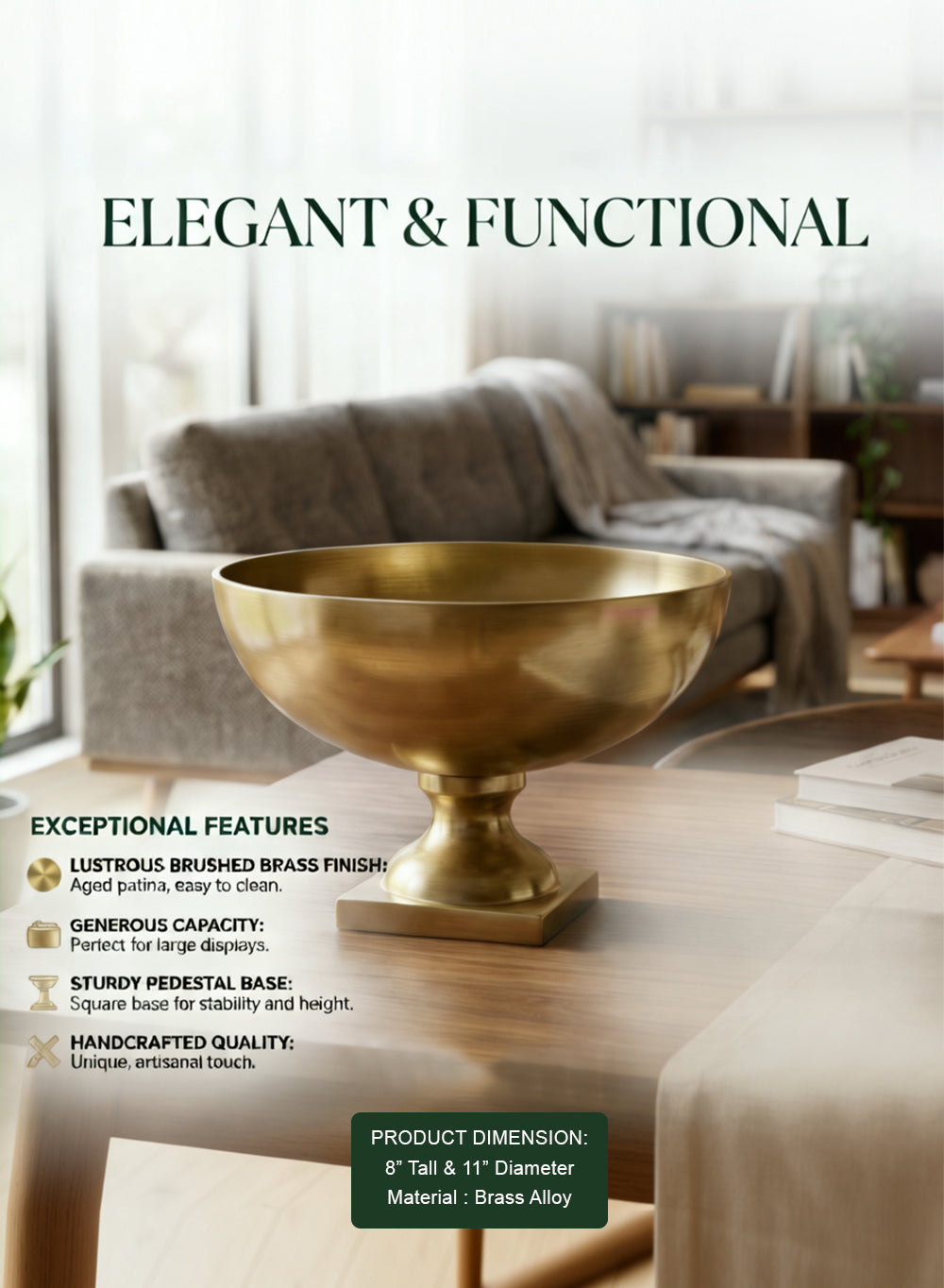 Antique Brass Pedestal Bowl Collection