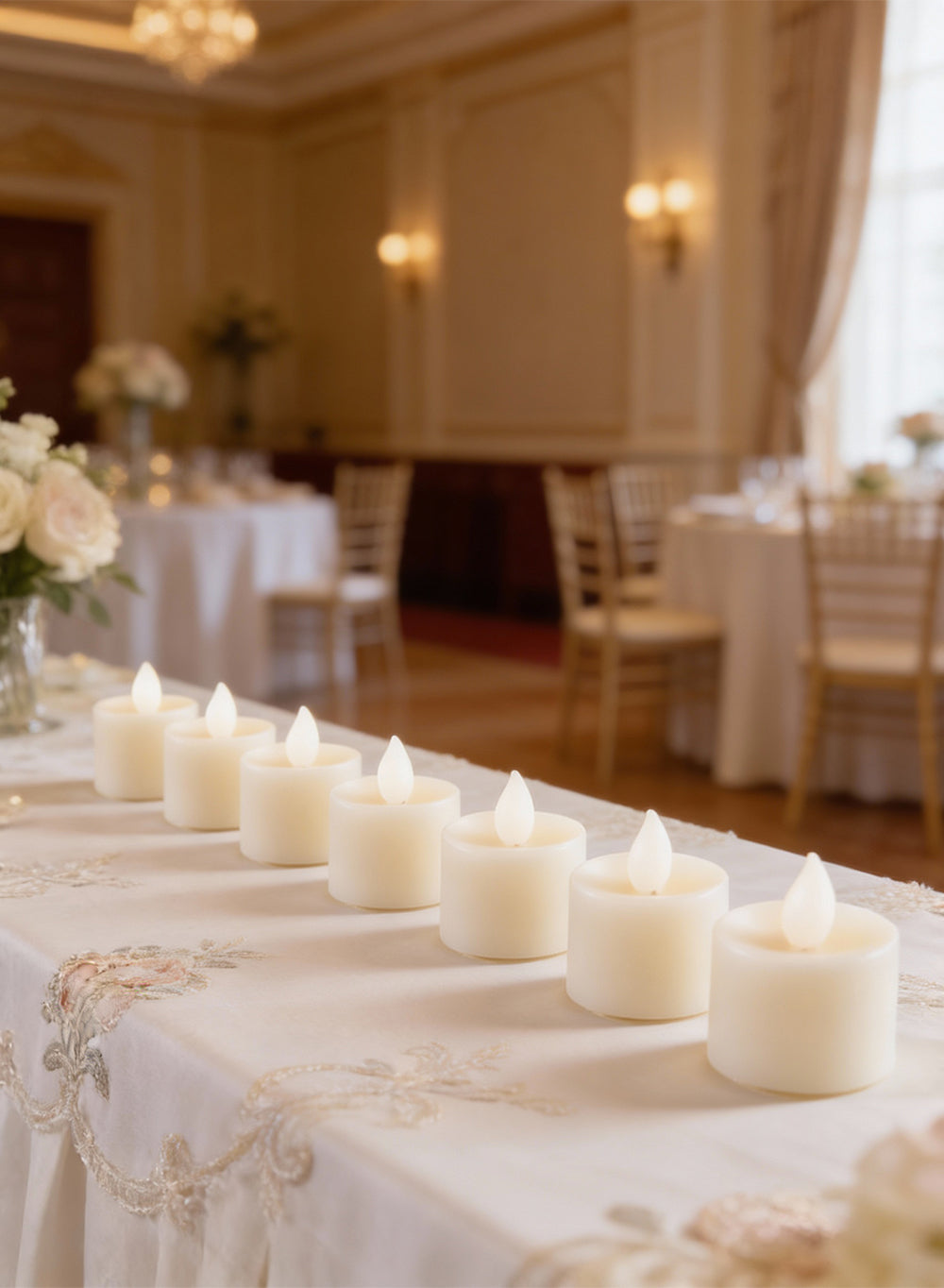 Flameless LED Tea Light Candles with Battery Included, 1.5" Diameter & 1.25" Tall, Pack of 12