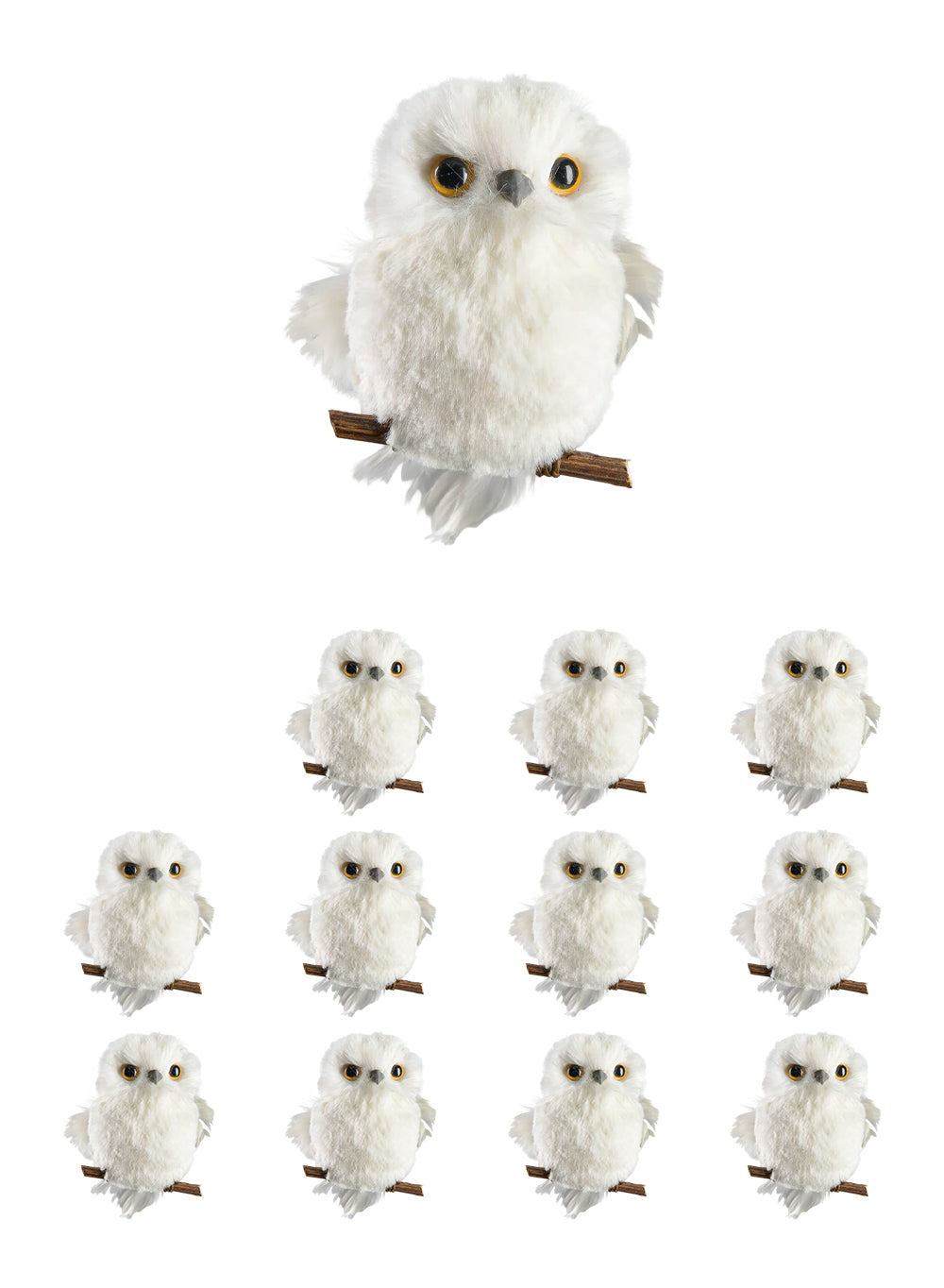 Snowy Owl Ornament, 4" Wide & 3" Tall, Pack of 12