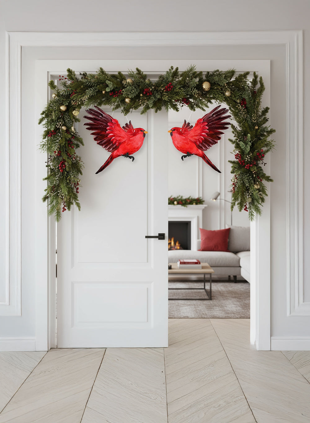 Flying Red Cardinal Ornament, 16" Tall, 21" Wide & 18" Long