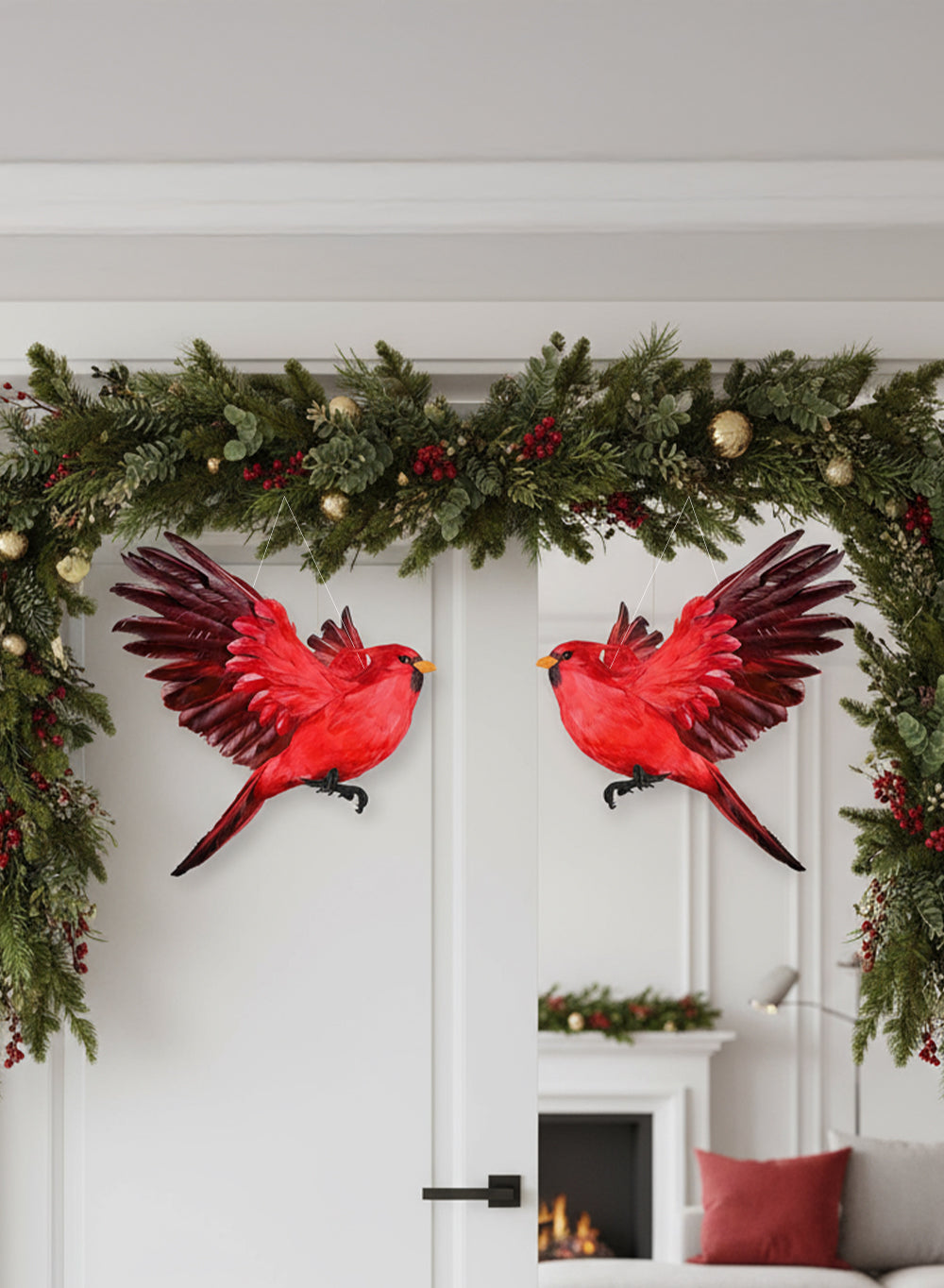 Flying Red Cardinal Ornament, 16" Tall, 21" Wide & 18" Long