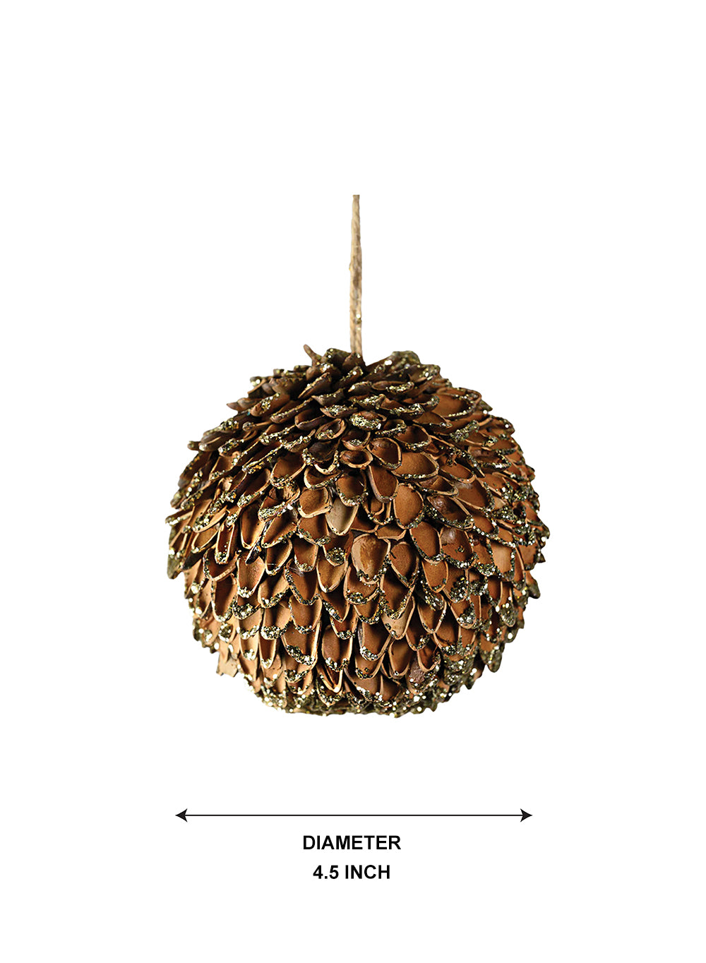 Natural Pine Cone Christmas Ornaments, 4.5" Diameter, Pack of 12