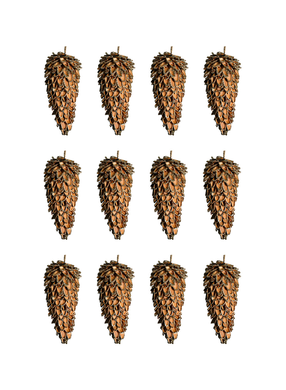 Natural Pine Cone Christmas Ornaments, 2.5" Diameter & 5.5" Tall, Pack of 12