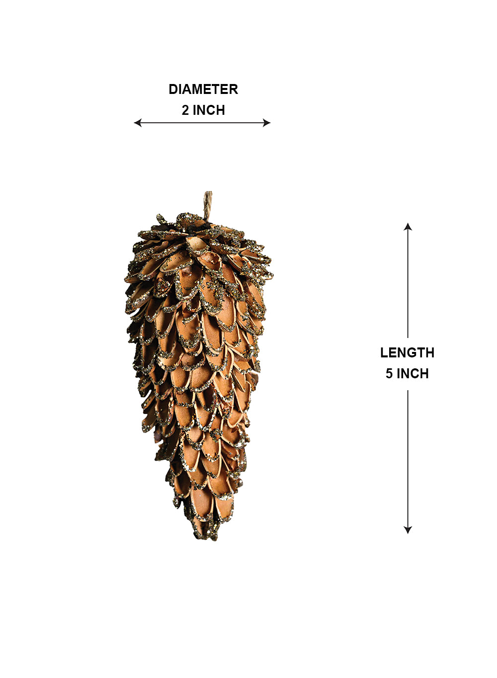 Natural Pine Cone Christmas Ornaments, 2.5" Diameter & 5.5" Tall, Pack of 12