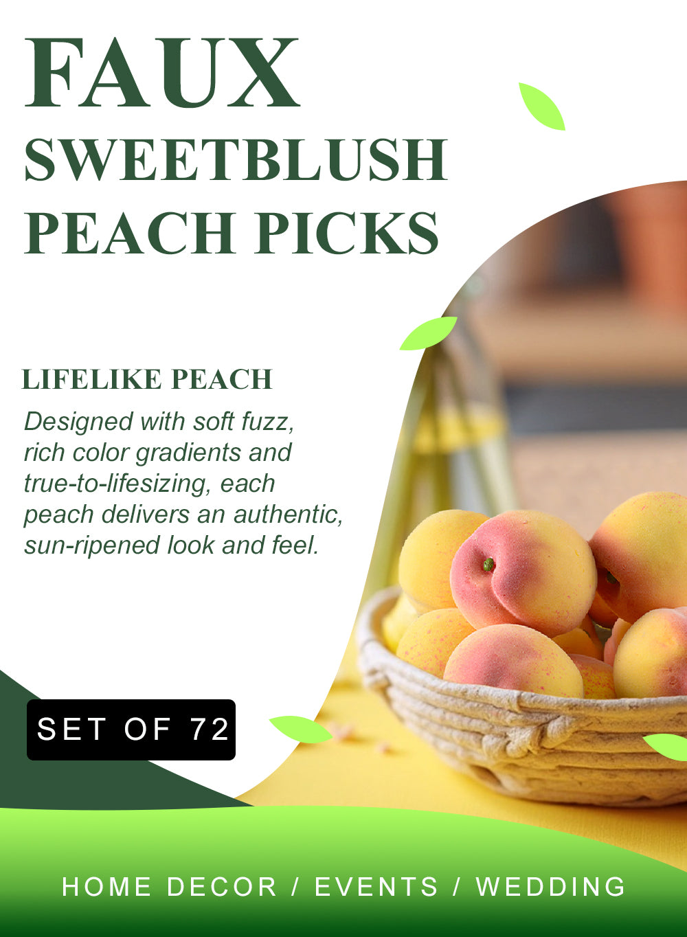 Faux Sweetblush Peach Picks, 3" Diameter & 3" Tall