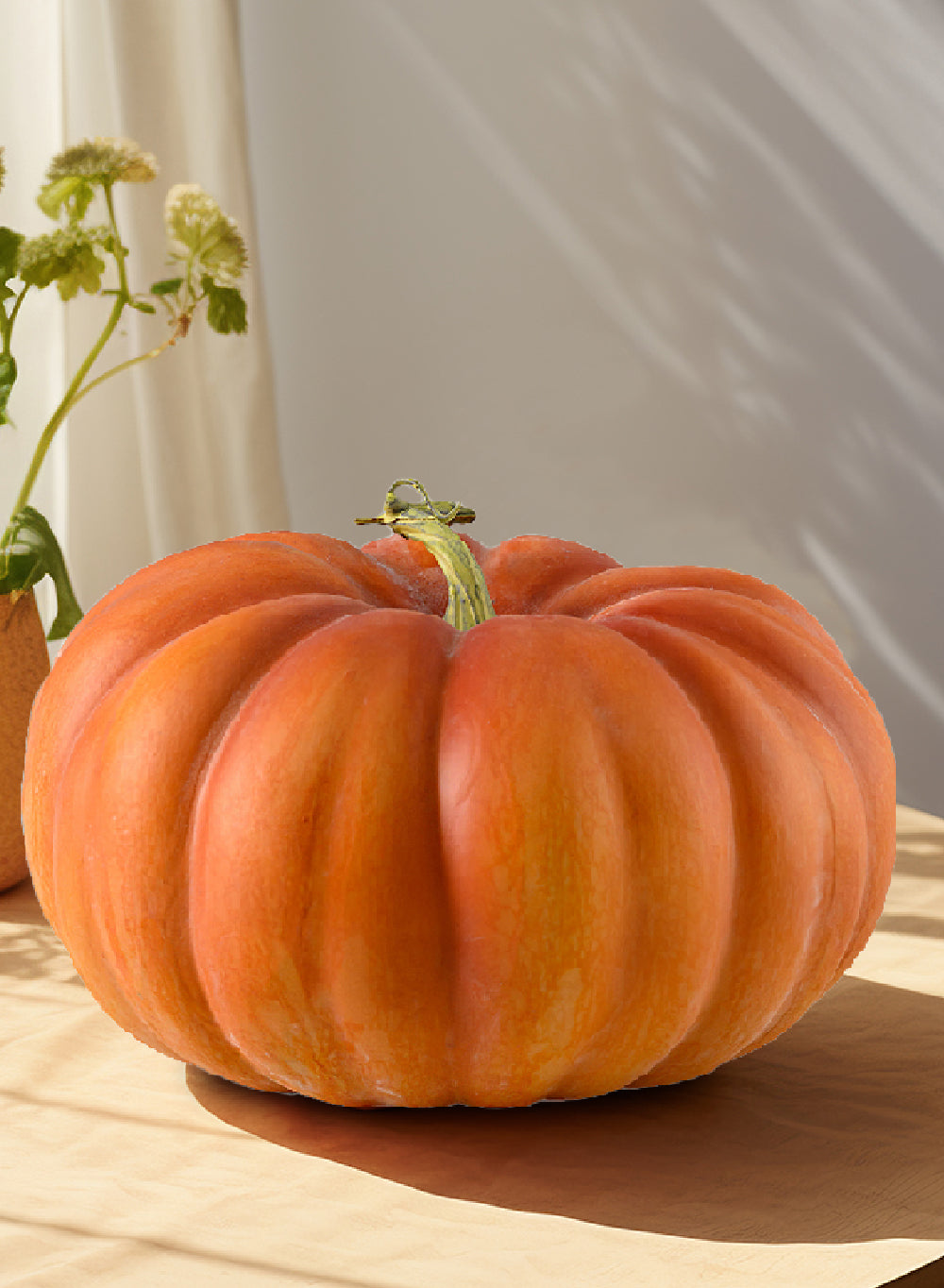 Vintage Burnt Yellow Heirloom Pumpkin, 9.8" Diameter & 6" Tall