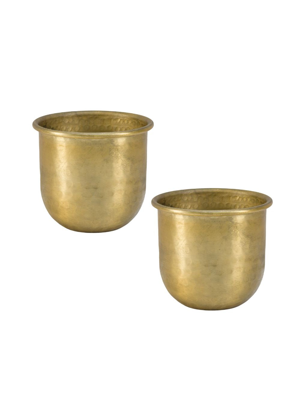 Antiqued Brass Vase-Simple Design with Curved Base Accent Piece,2 Sizes