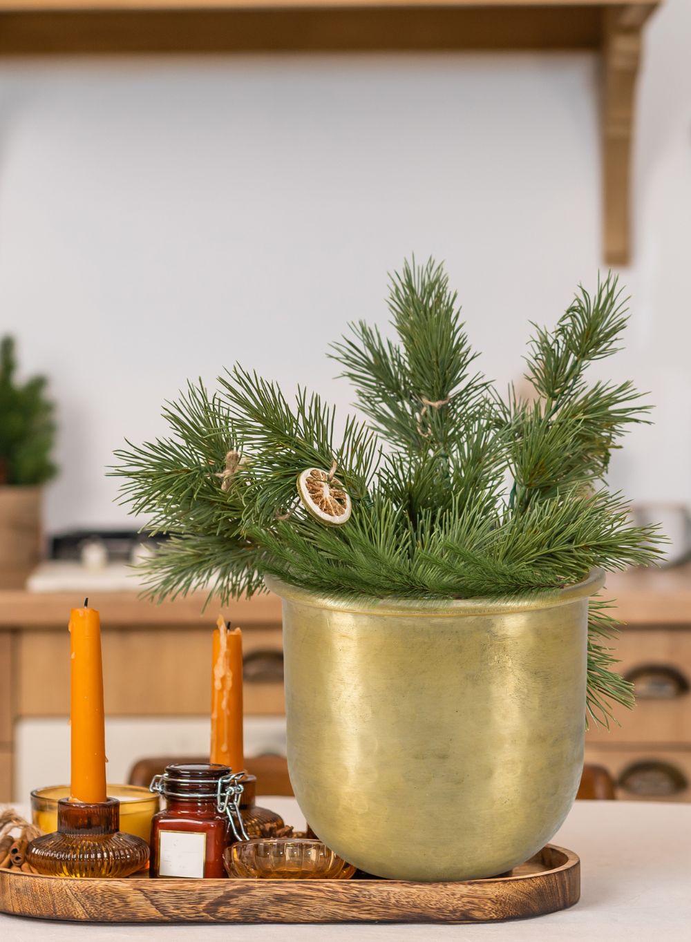 Antiqued Brass Vase-Simple Design with Curved Base Accent Piece,2 Sizes