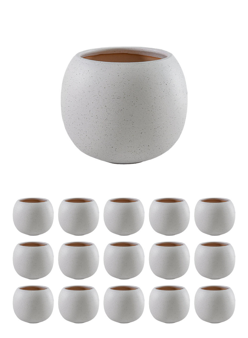 Noor Speckled Ceramic Fishbowl Planter, 4.8" Diameter & 4" Tall
