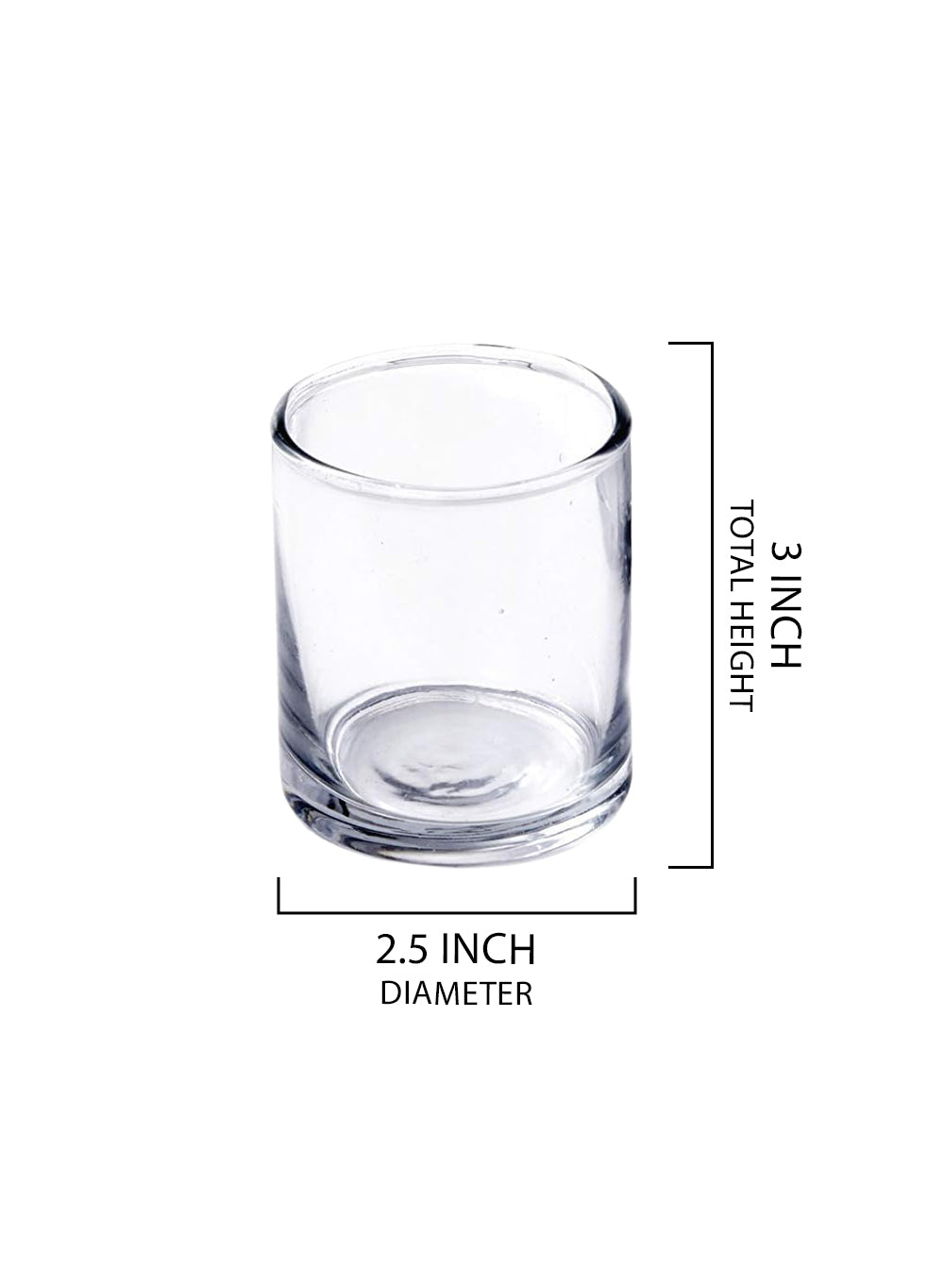 Serene Spaces Living Clear Glass Votive Candle Holders, 3" Tall and 2.5" Diameter