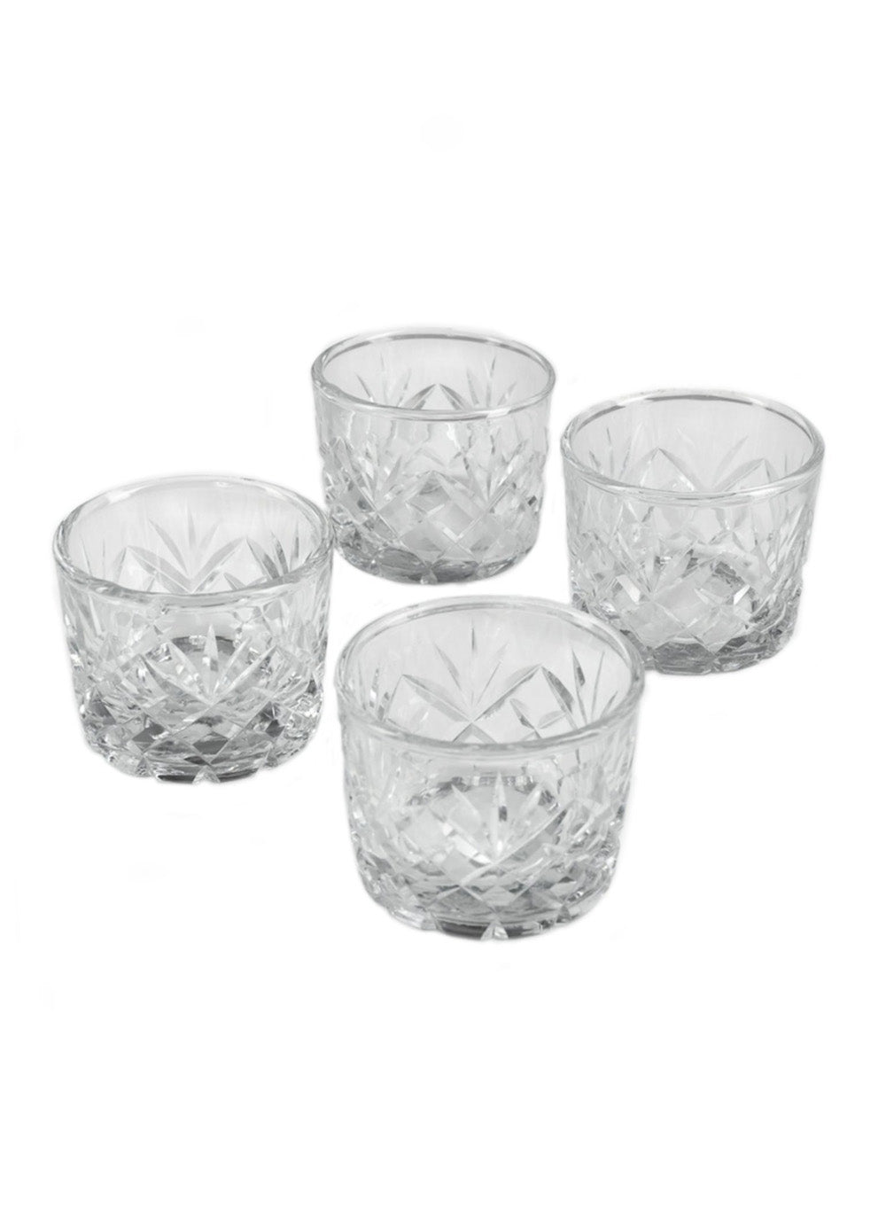Diamond Cut Glass Votive Holder, 2.5" Tall & 3" Diameter, Pack of 4