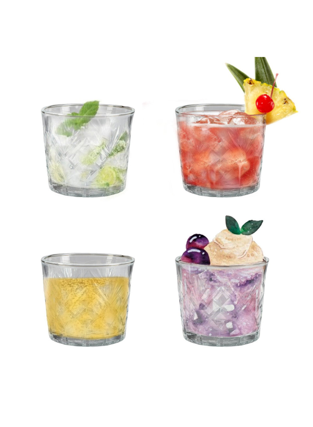 Diamond Cut Glass Votive Holder, 2.5" Tall & 3" Diameter, Pack of 4