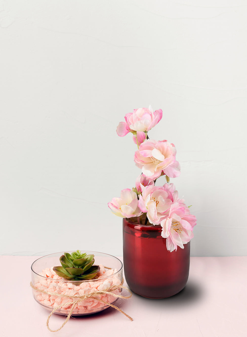 Bundle: Red Mercury Glass Candle Holders with White Votive Candles