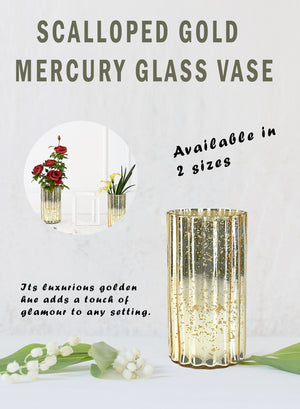 Scalloped Gold Mercury Glass Vase, in 2 Sizes