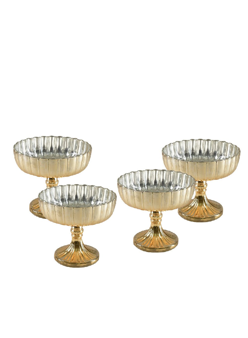 Aurora Gold Glass Pedestal Bowl, 8" Diameter & 7" Tall