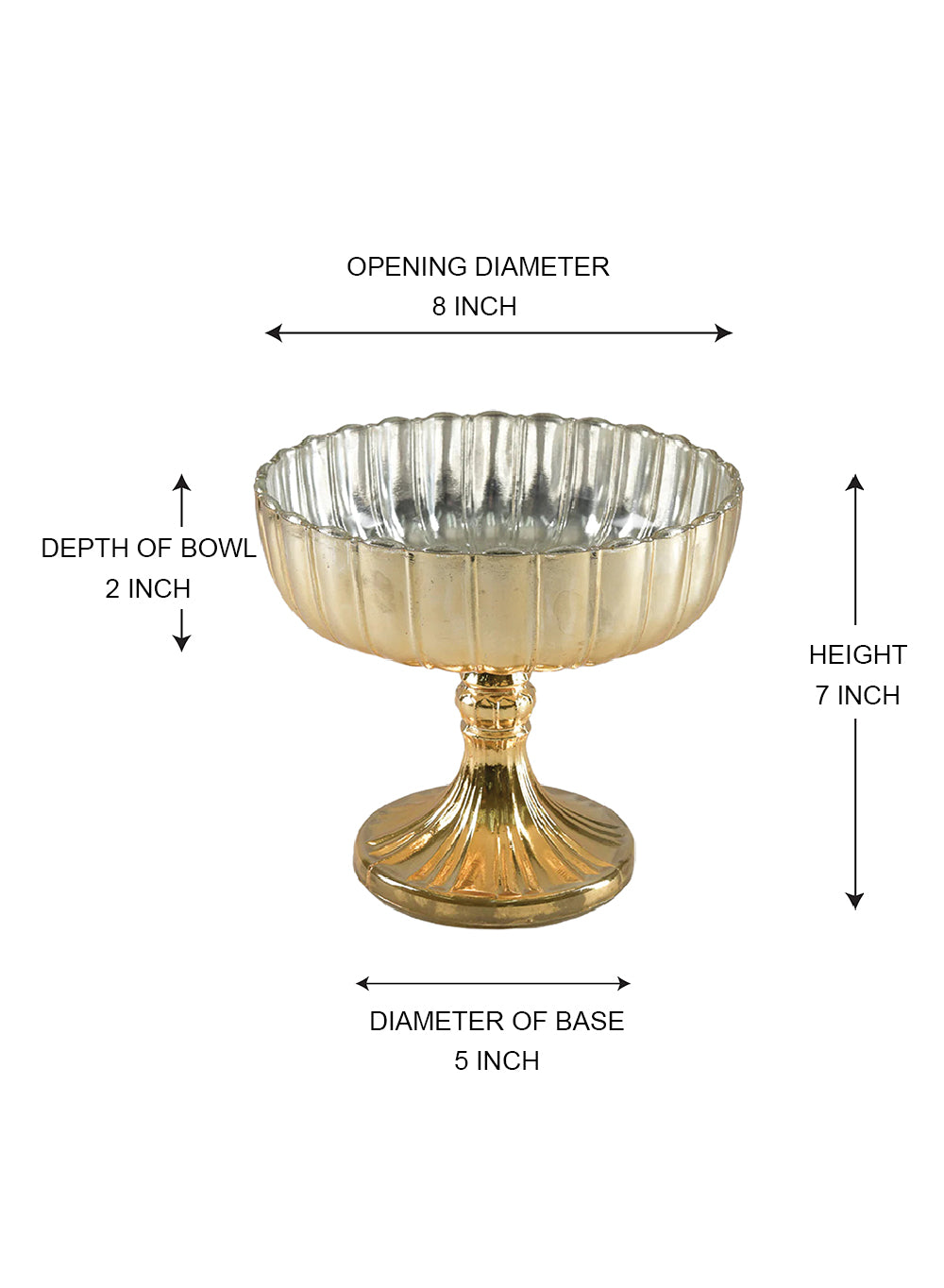 Aurora Gold Glass Pedestal Bowl, 8" Diameter & 7" Tall