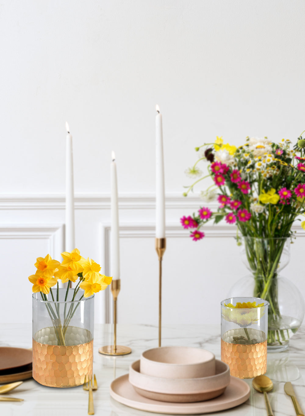 Aurelle Gold Glass Vase, Available in 2 Sizes