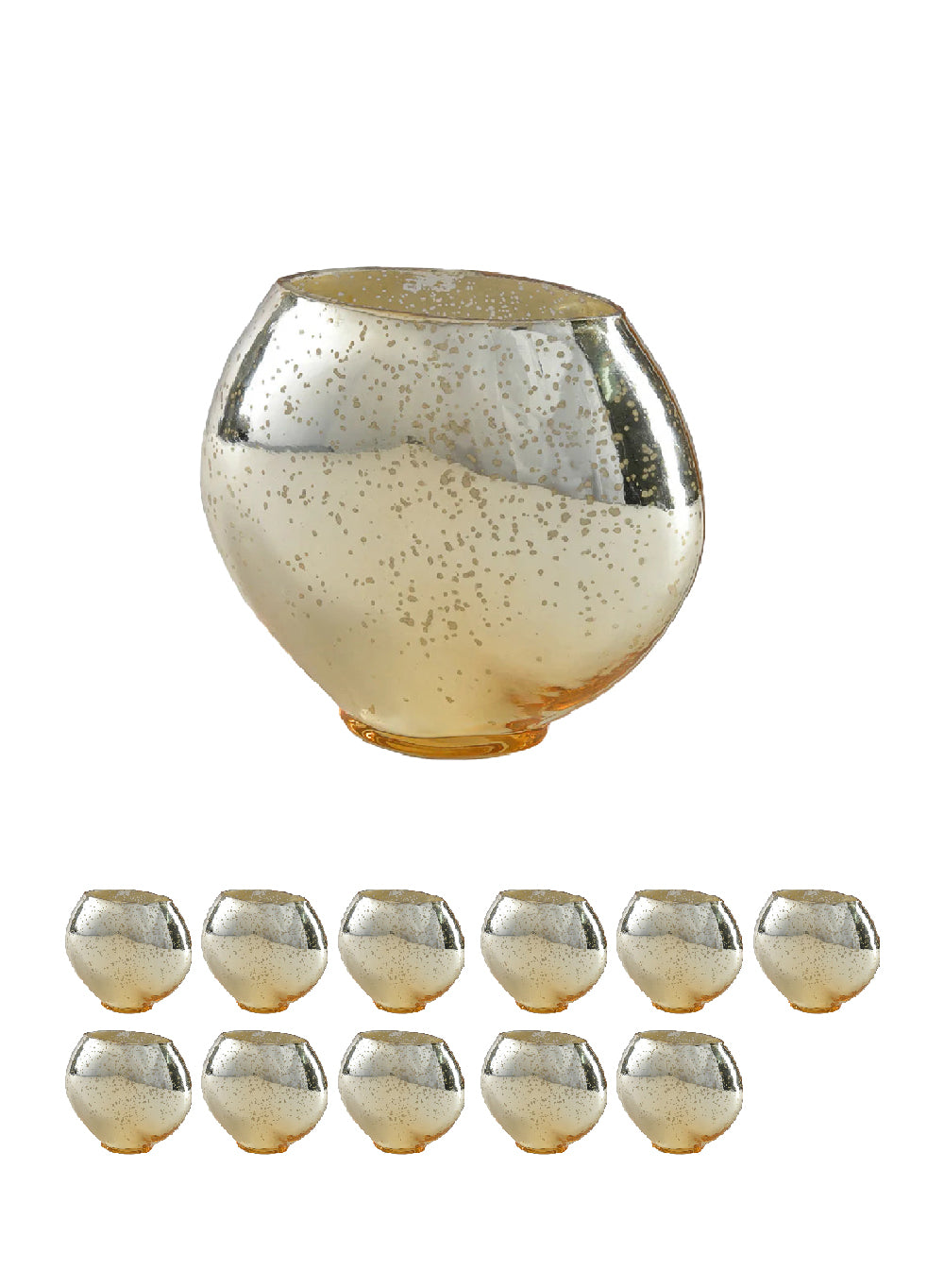 Celeste Antique Gold Vase, 6.5" Diameter & 5.5" Tall