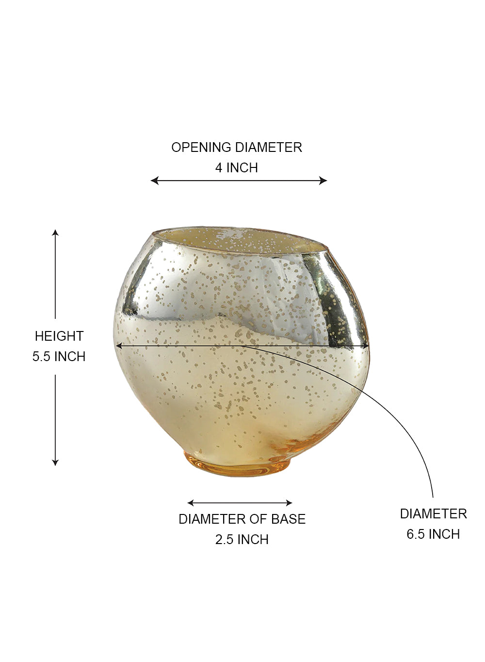 Celeste Antique Gold Vase, 6.5" Diameter & 5.5" Tall