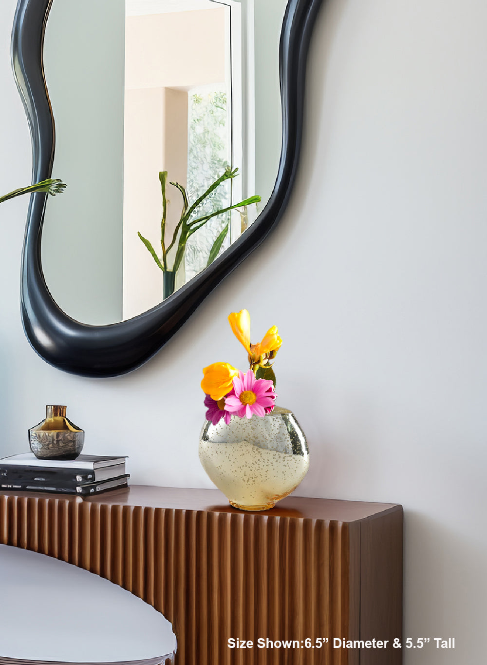 Celeste Antique Gold Vase, 6.5" Diameter & 5.5" Tall