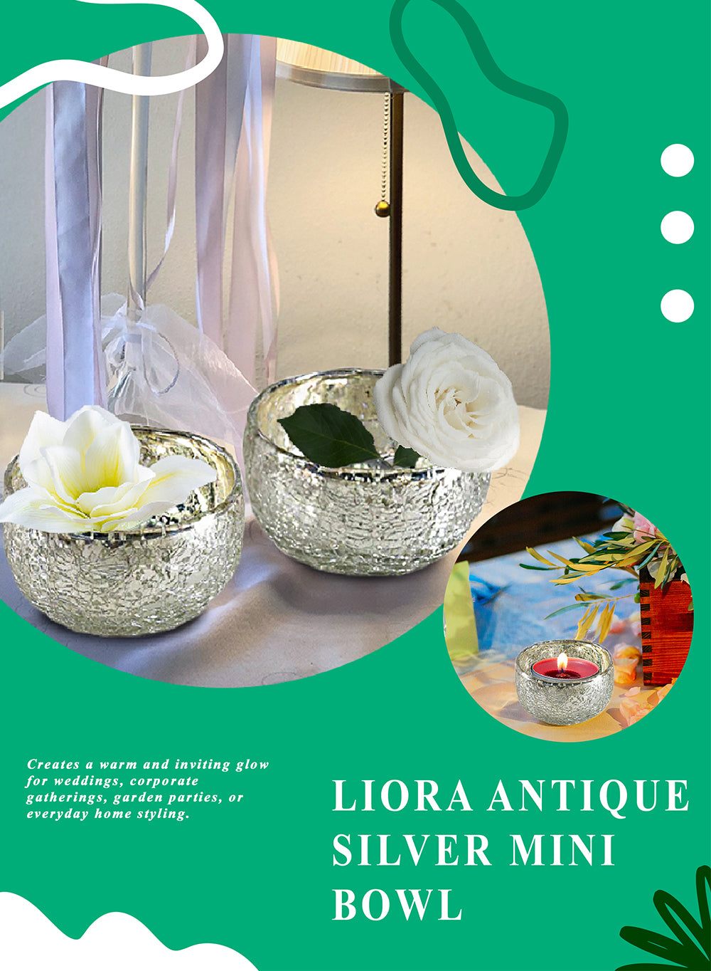 Liora Antique Silver Mini Bowl, 4" Diameter & 2.5" Tall
