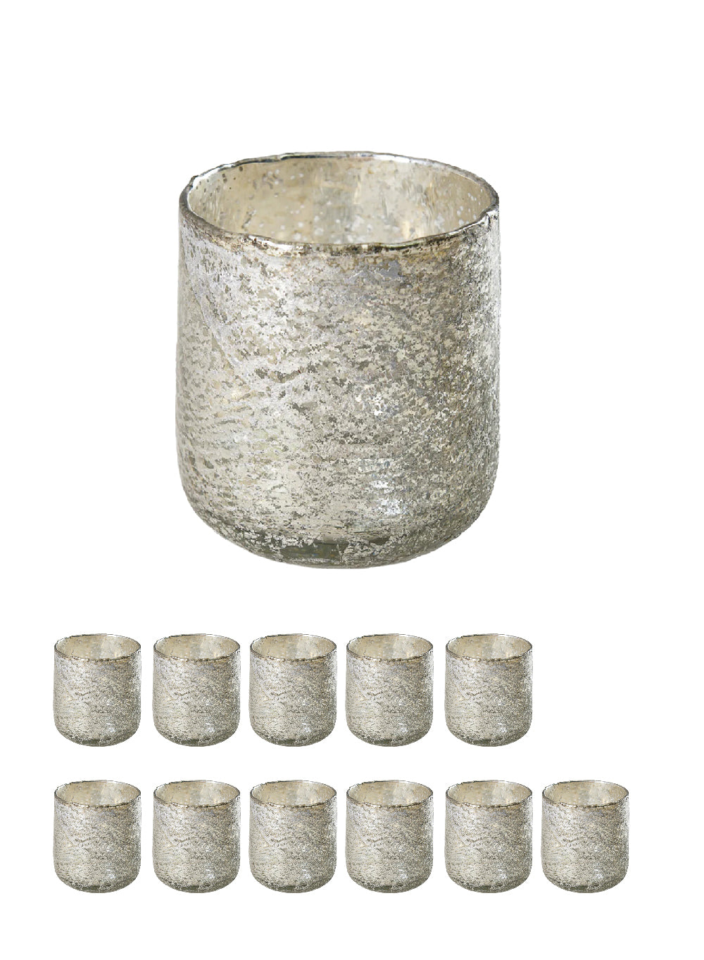 Velora Antique Silver Candle Holder, 3" Diameter & 3.5" Tall