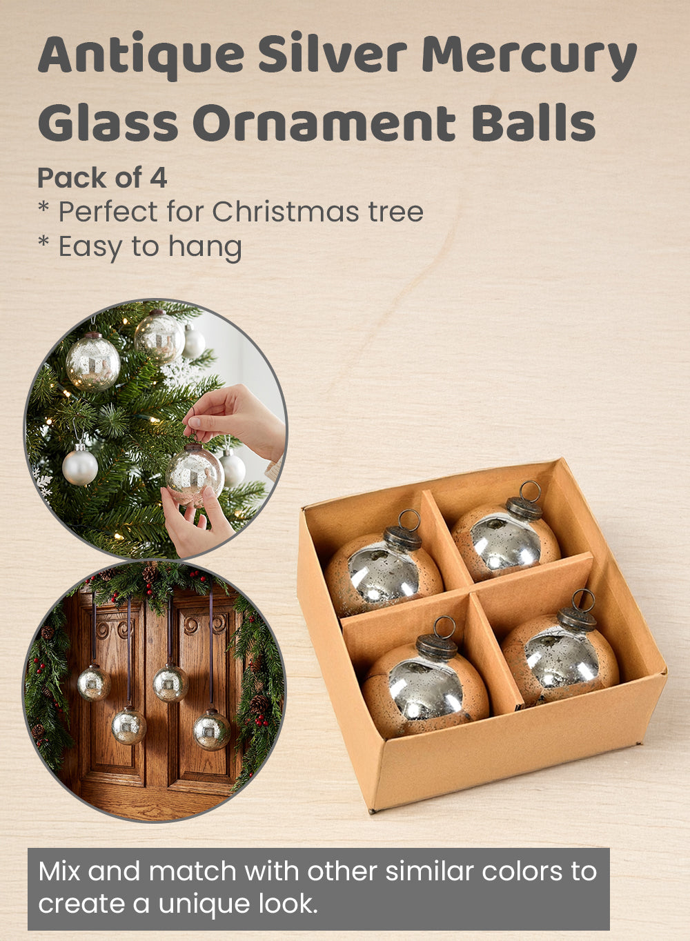 Antique Mercury Ornament Balls, Set of 4/32, in 5 Colors