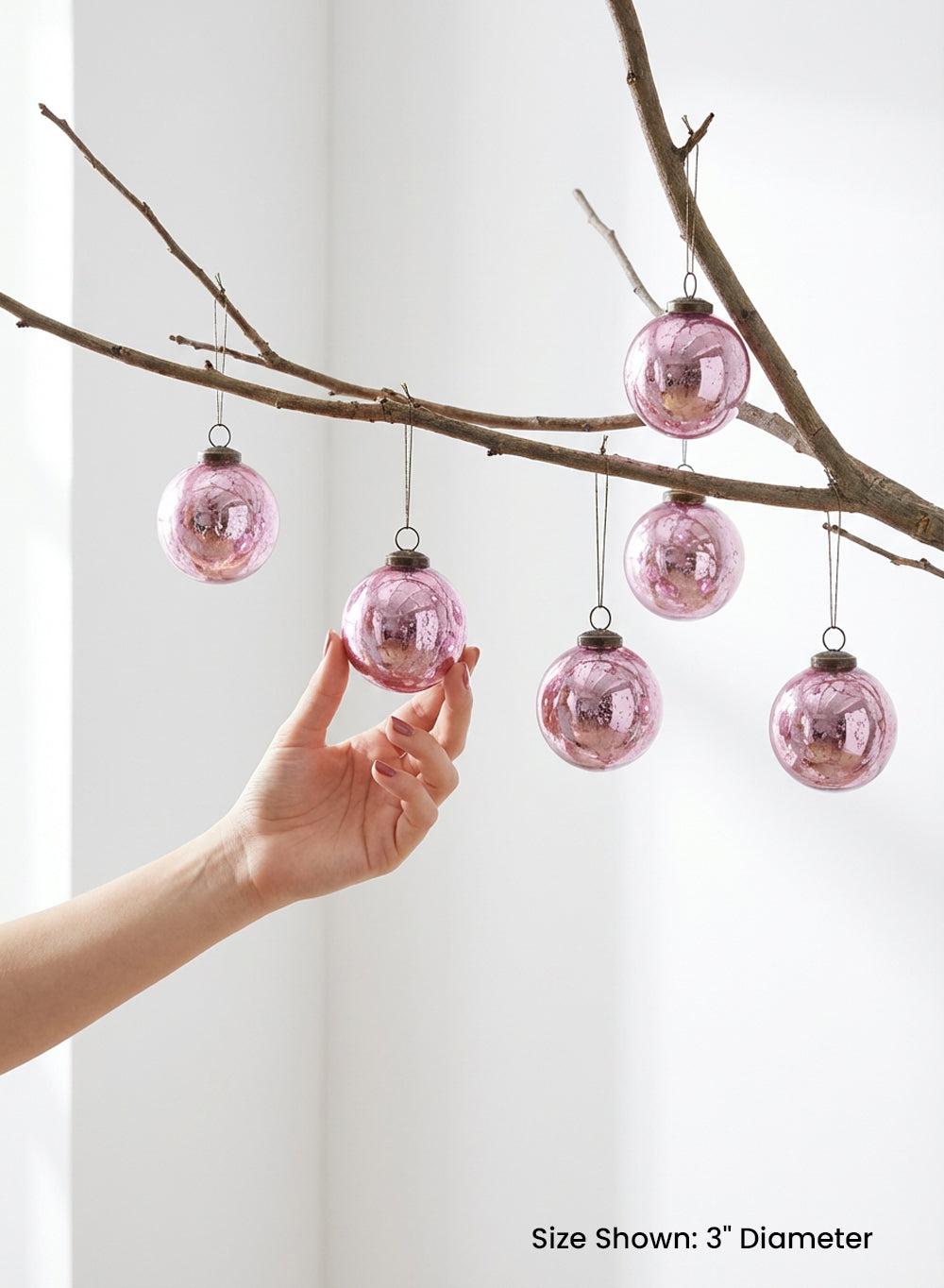 Mercury Glass Ball Ornaments, in 5 Colors, Set of 6