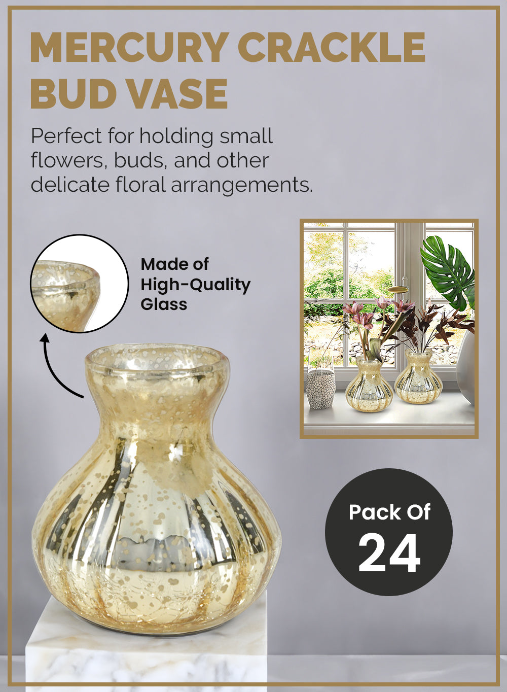 Mercury Crackle Bud Vase, in 4 Sizes