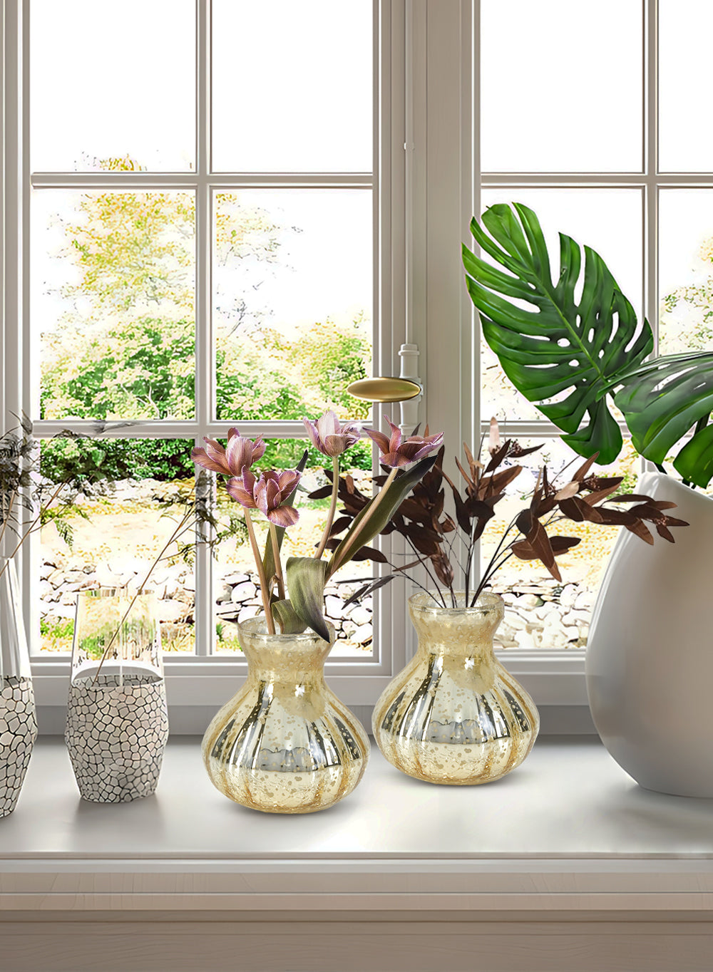 Mercury Crackle Bud Vase, in 4 Sizes