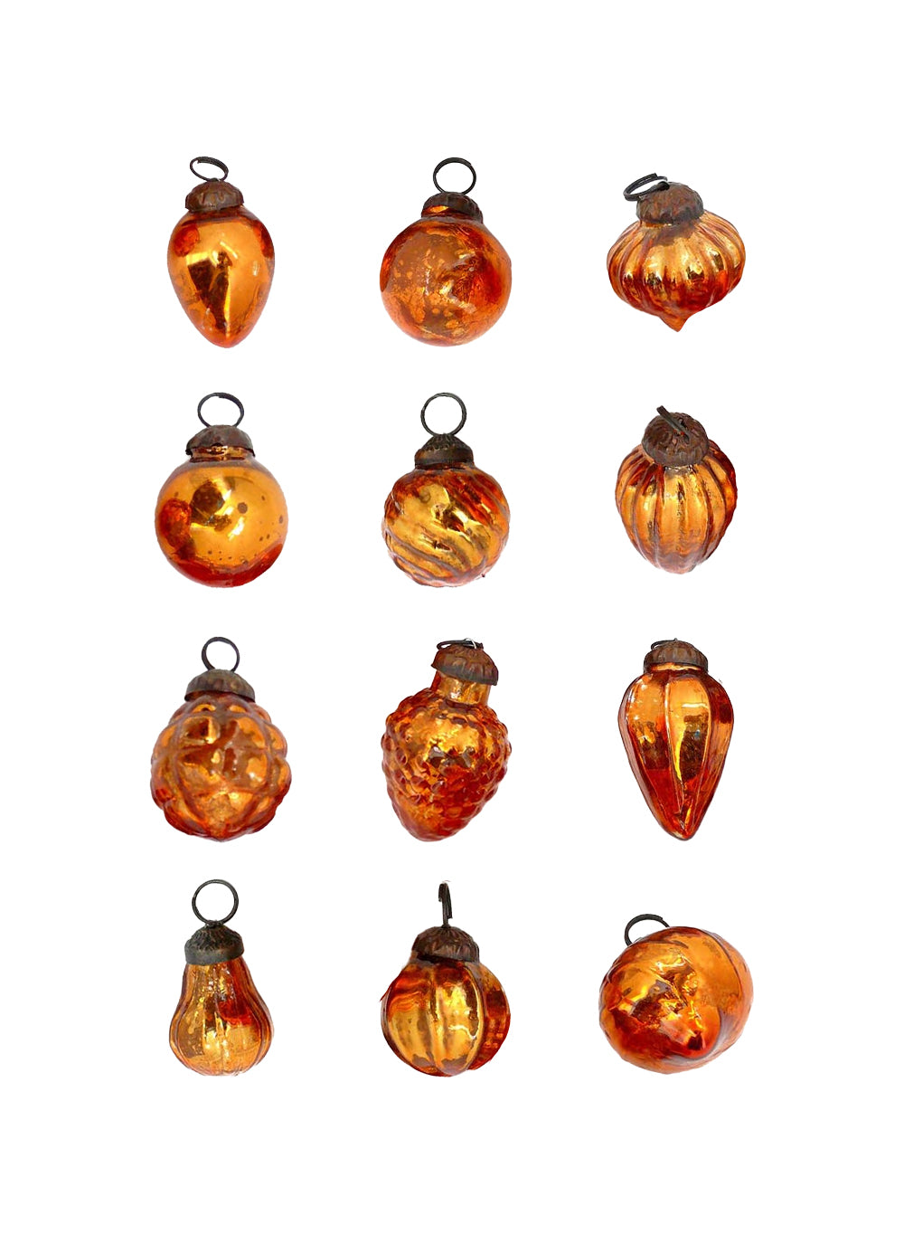 Mini Mercury Glass Ornaments Collection, 1-1.5" Wide x 2" Tall