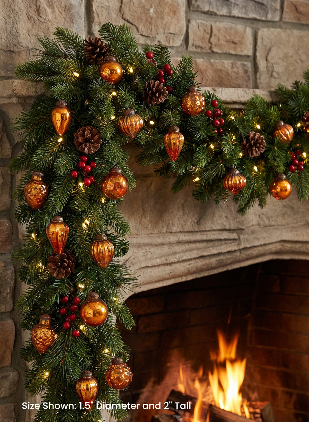 Mini Mercury Glass Ornaments Collection, 1-1.5" Wide x 2" Tall