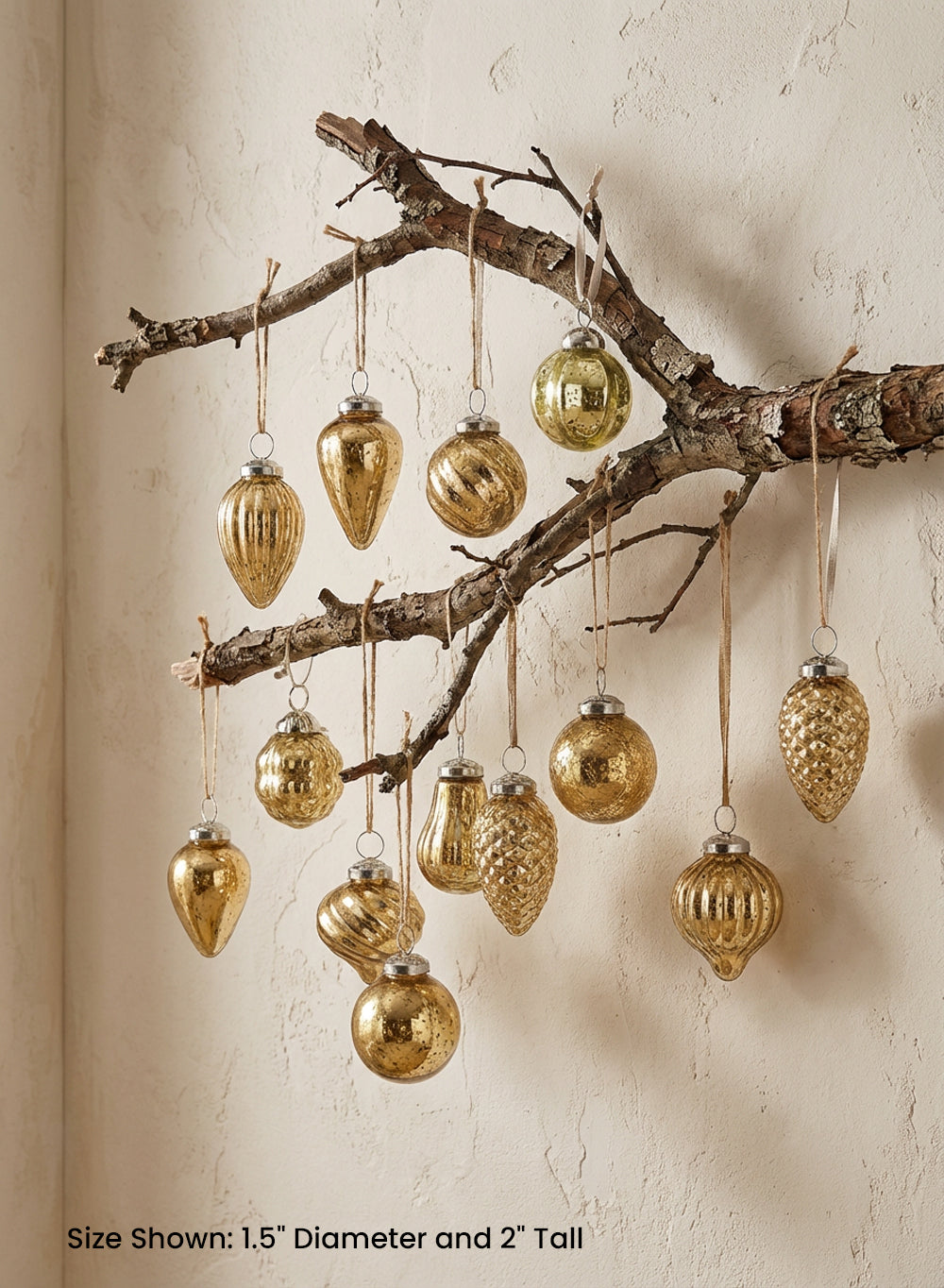 Mini Mercury Glass Ornaments Collection, 1-1.5" Wide x 2" Tall